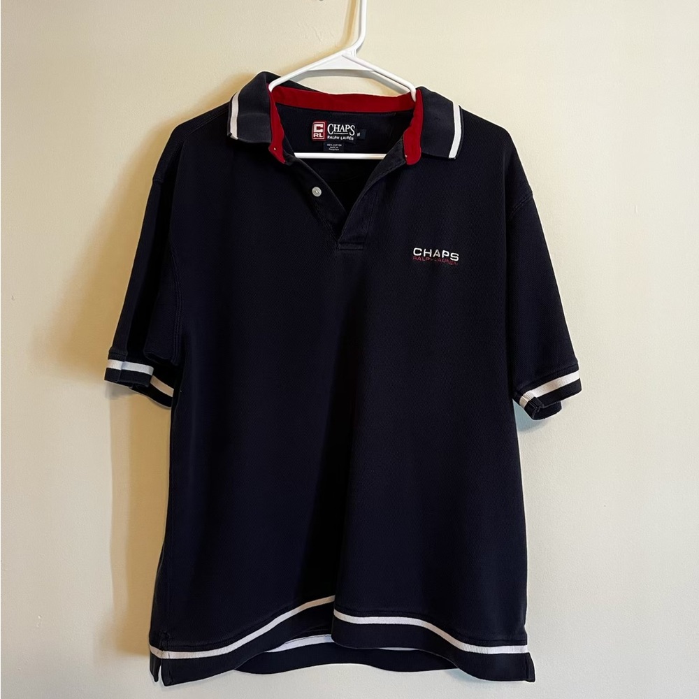 Chaps Dark Blue Polo with White Accents